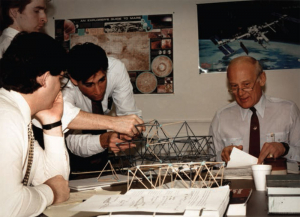 APOLLO 11 ASTRONAUT BUZZ ALDRIN WORKING WITH SICSA SPACE ARCHITECTURE STUDENTS ON ORBITAL STRUCTURE CONCEPTS